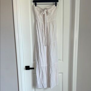 Abercrombie & Fitch Strapless White Dress with Bow Size Small Tall